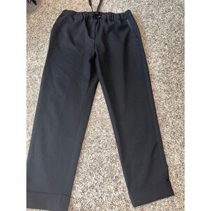Semicouture Black Drawstring Waist Cuffed Ankle Pull On Pants Trousers Size 14‎